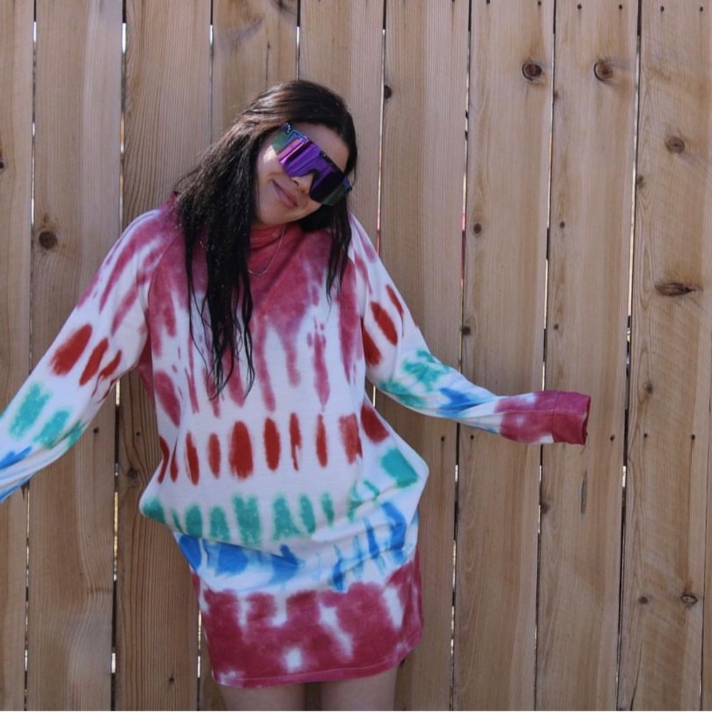 New from our boutique tie dyed dress with pockets!